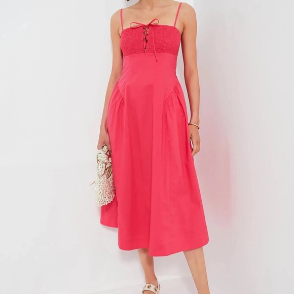 Tuckernuck Dresses & Skirts - Hyacinth House Watermelon Pink Smocked Serafina Midi Dress